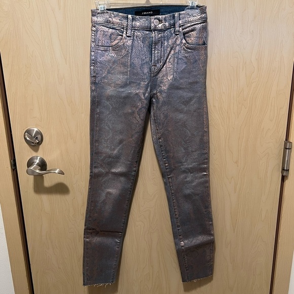 J brand Alana rose gold snake foil jeans